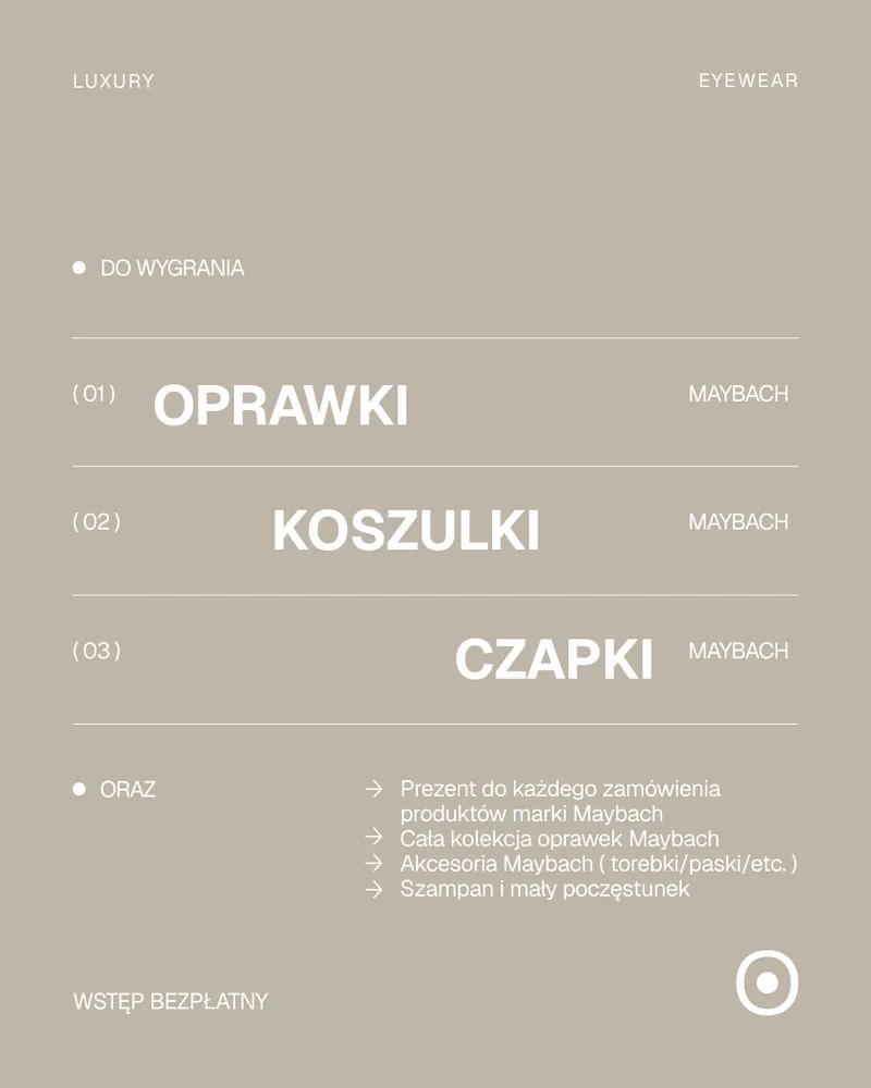 Post o nagrodach w evencie: oprawki, koszulki i czapki Maybach.