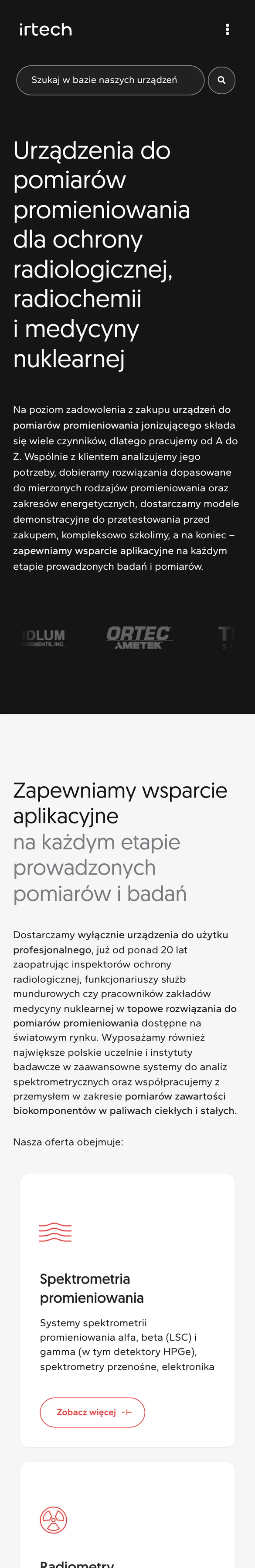 Strona główna irtech.pl na telefonie