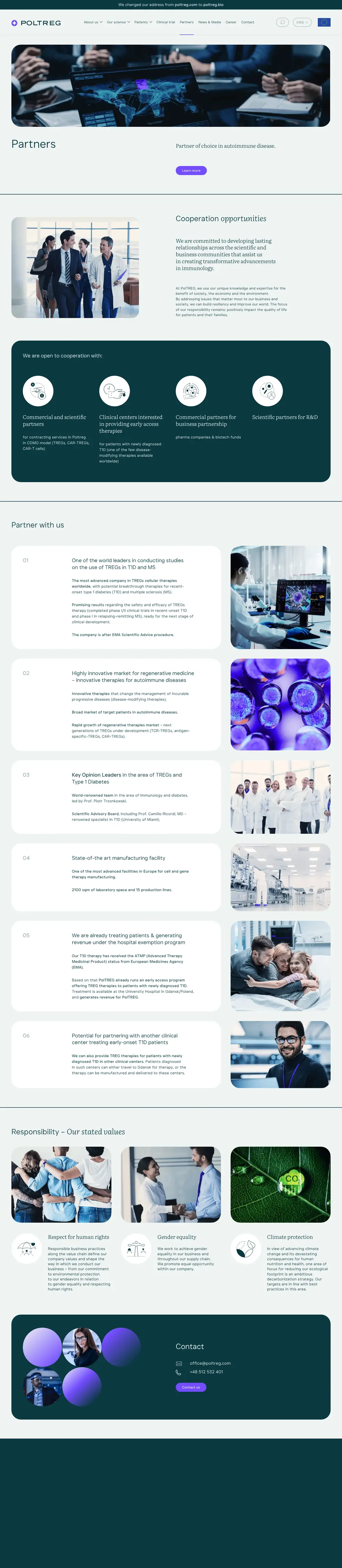 Cała podstrona Partners na poltreg.bio