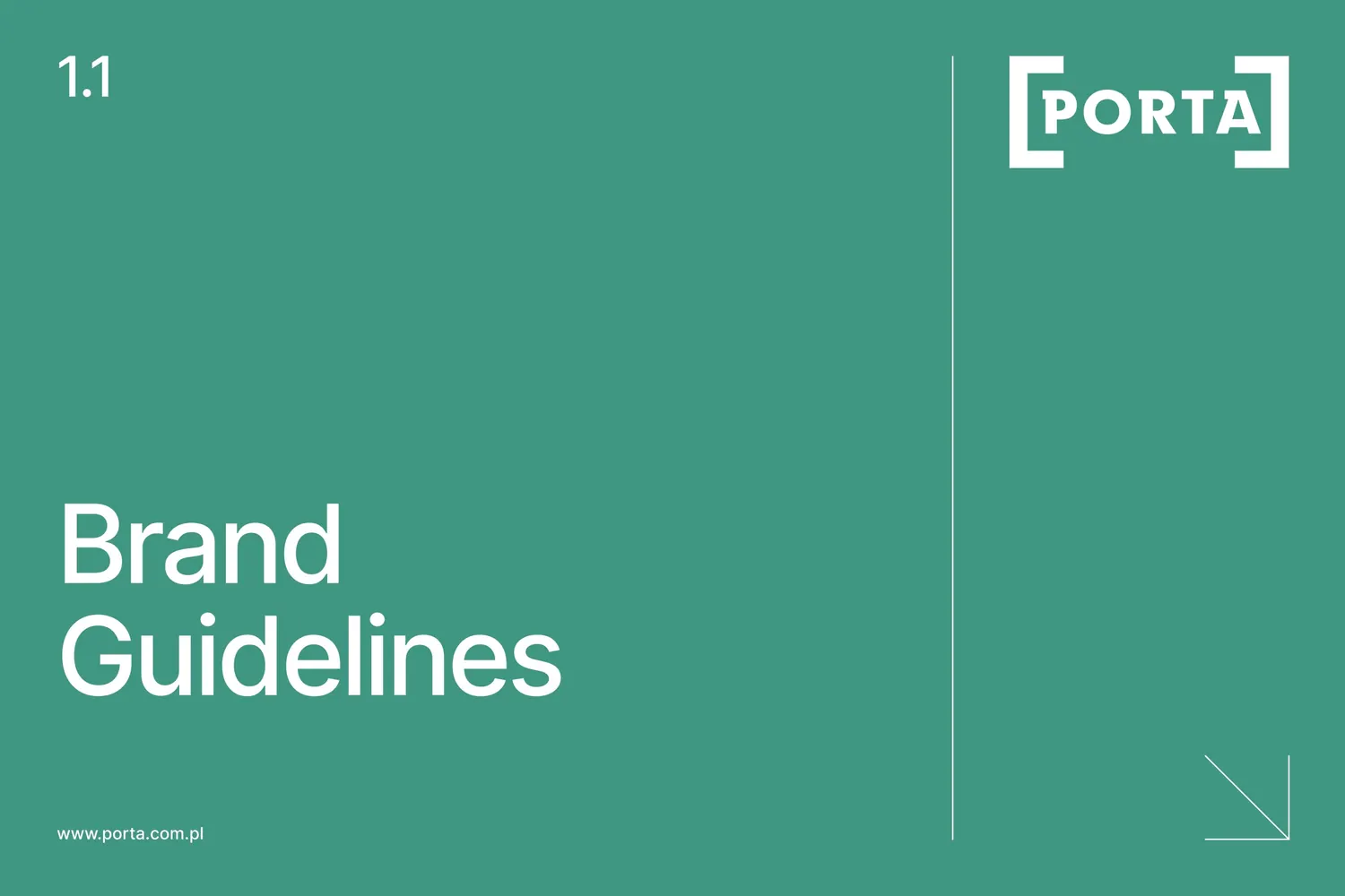 Okładka brandbooka: zielona plansza z napisem Brand Guidelines i logo