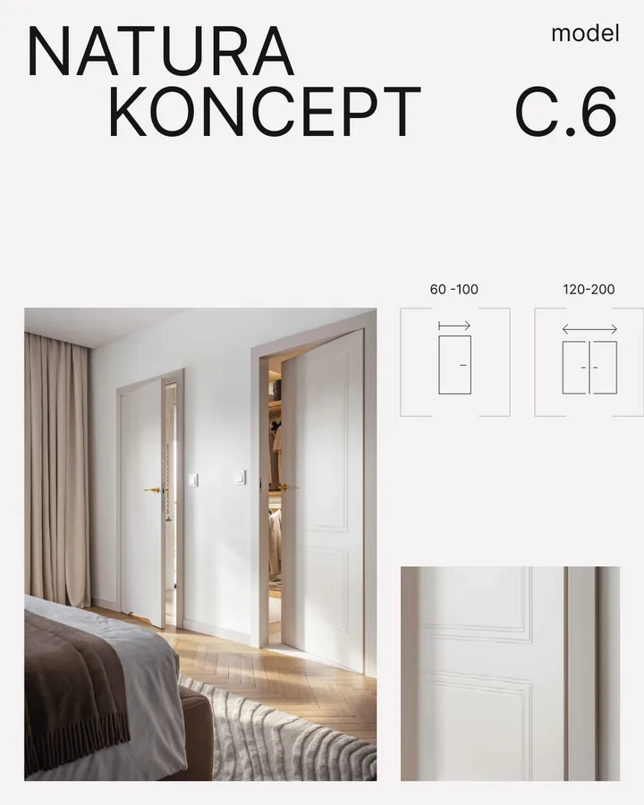Post „Natura Koncept C.6” z wymiarami i zdjęciem sypialni