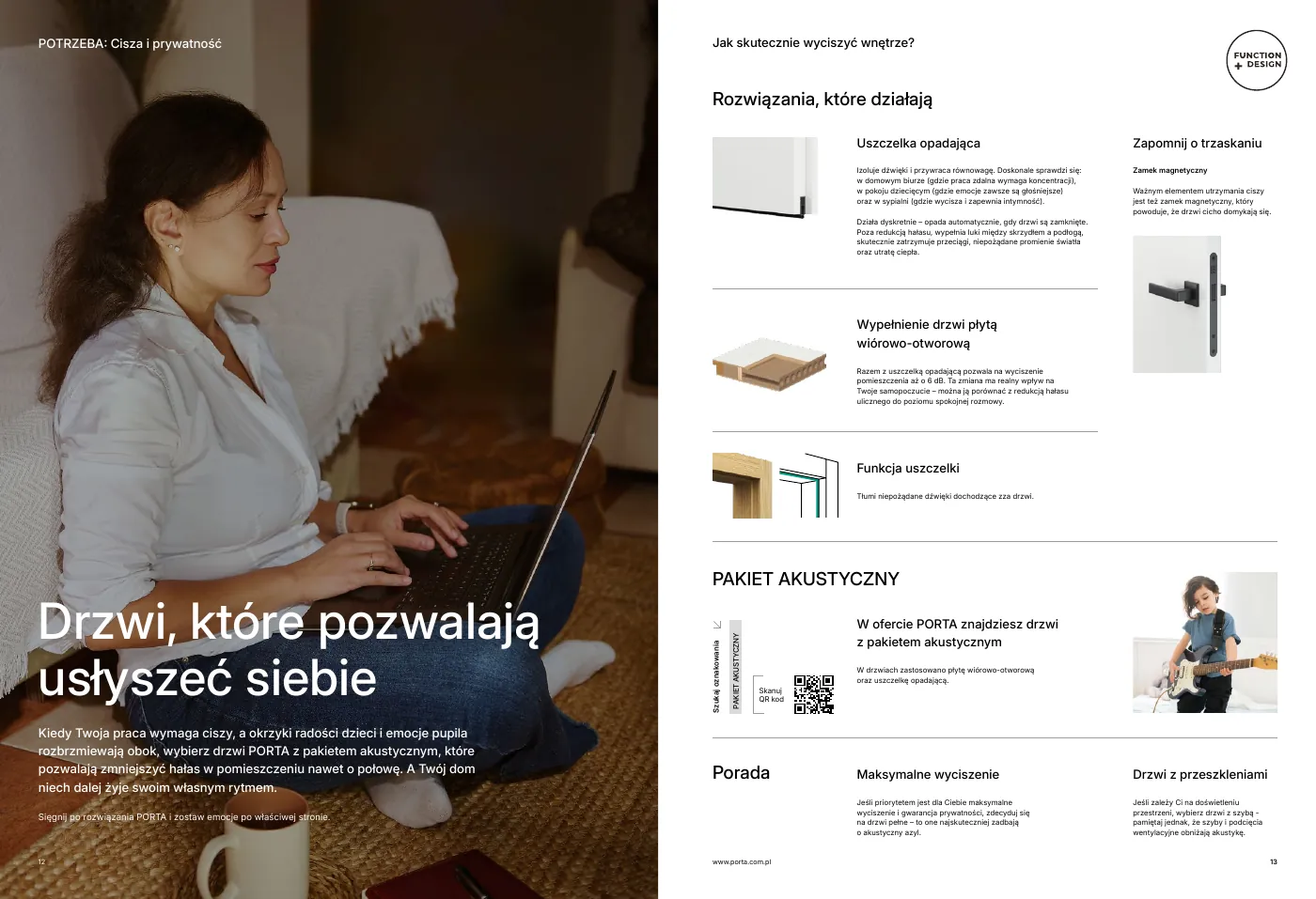 Rozkładówka „Drzwi, które pozwalają usłyszeć siebie” o wyciszeniu wnętrza