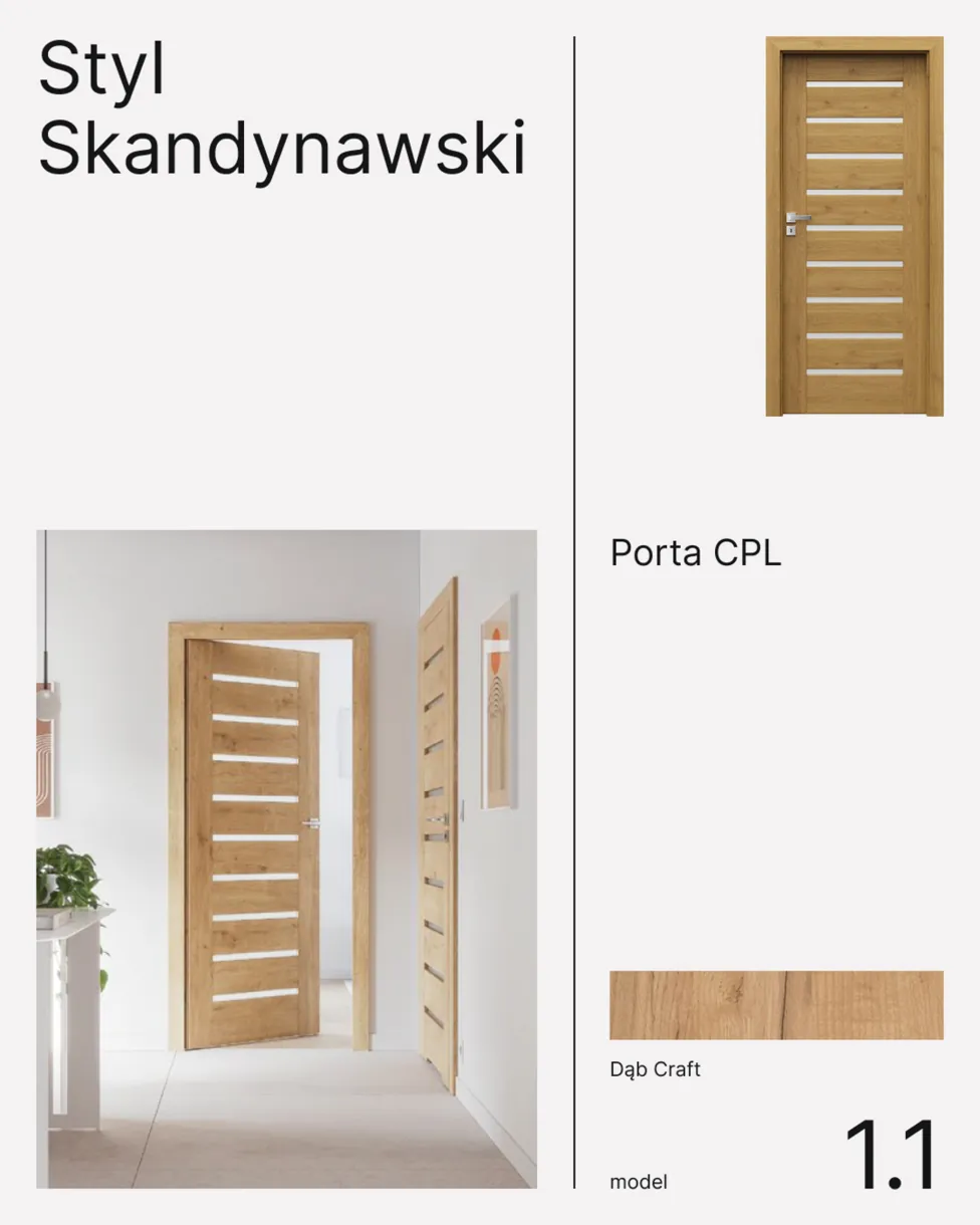 Nowy post „Styl skandynawski”: drzwi Porta CPL, zdjęcie we wnętrzu i próbka koloru na siatce