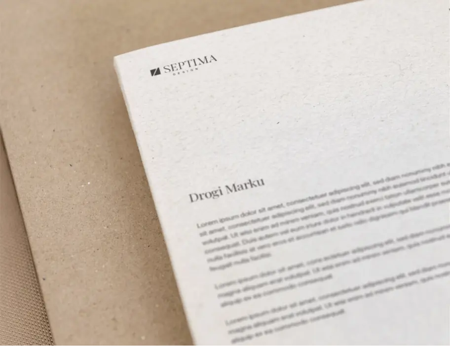 Papier firmowy Septima Design.