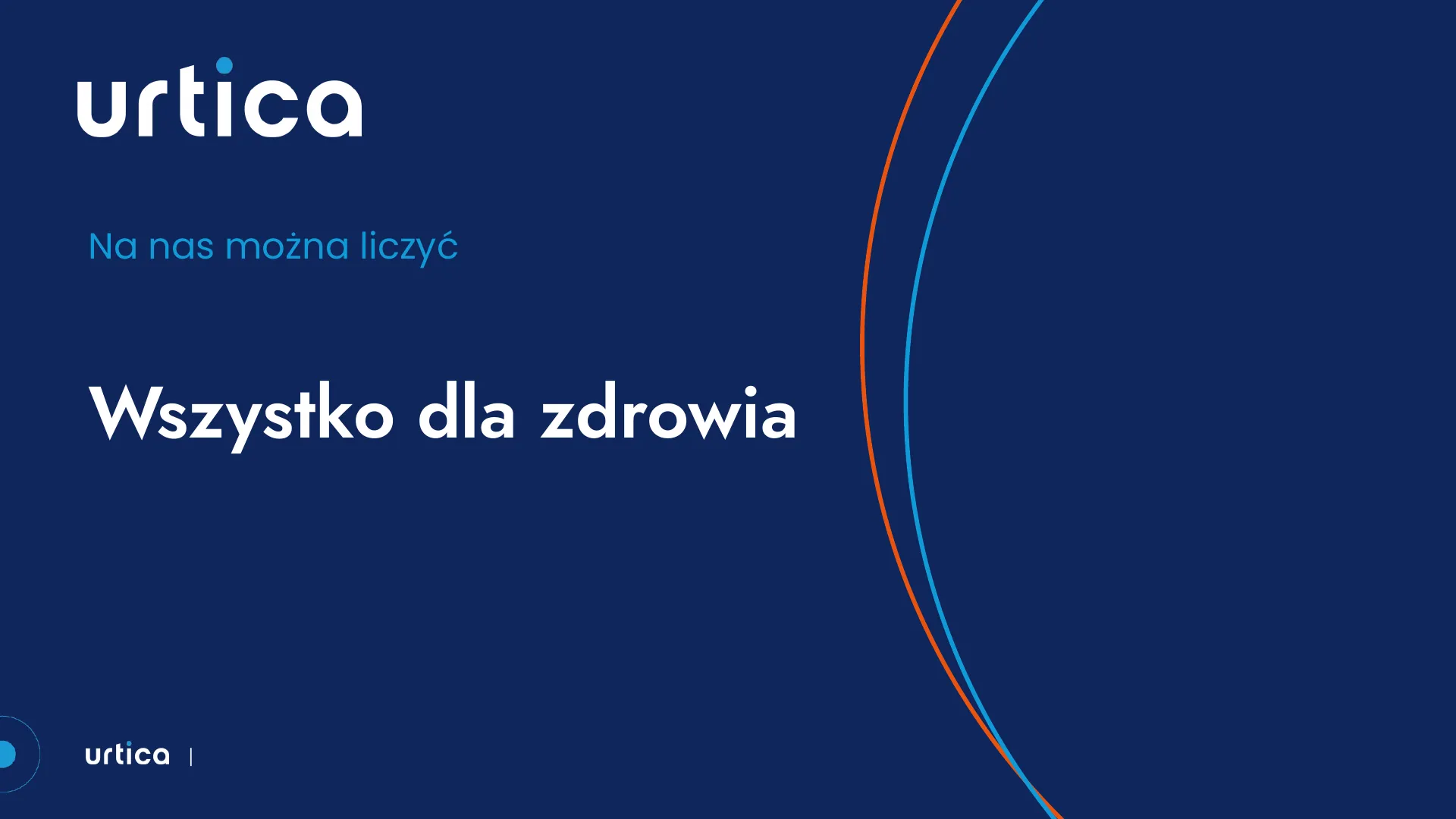 Dawny szablon Urtiki: okładka z hasłem „Wszystko dla zdrowia” na granatowym tle z dwoma łukami.