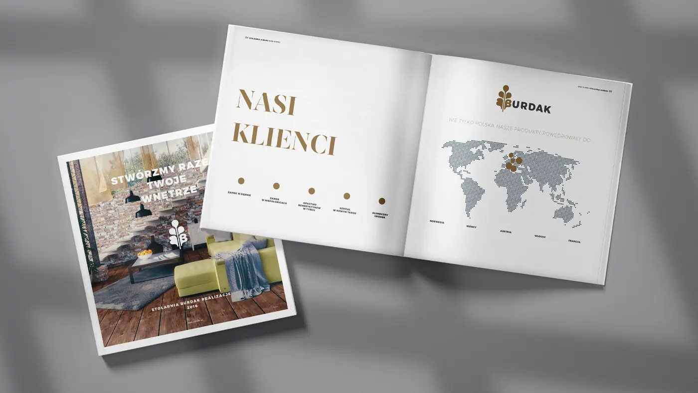 Rozkładówka „Nasi klienci” z mapą świata
