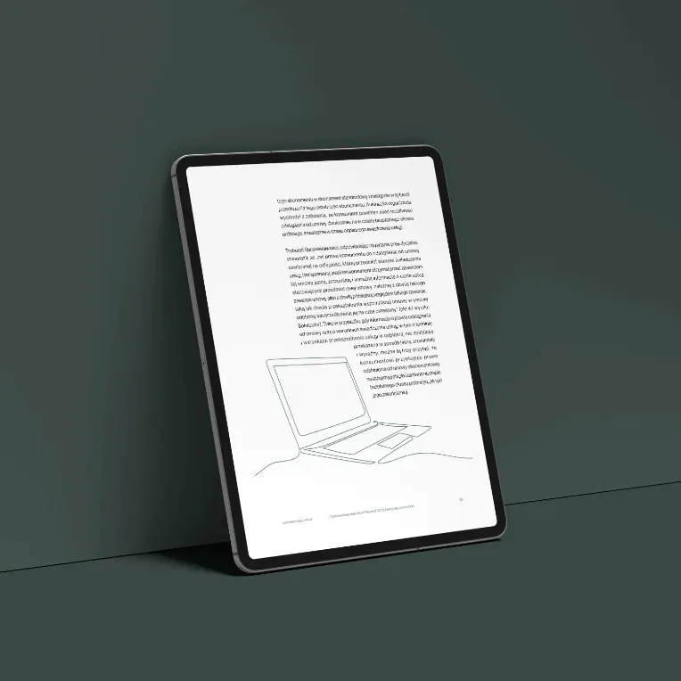 Strona e-booka z tekstem i rysunkiem laptopa