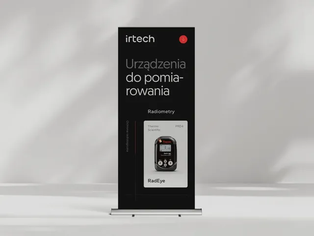 Czarny roll-up irtech z radiometrem.