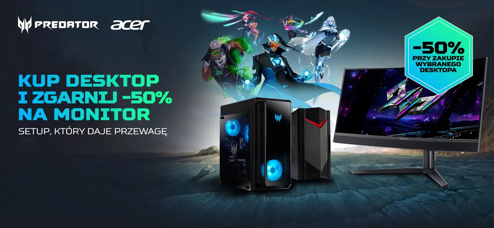 Górny ekran landing page promocji Acer Predator dla x-kom.